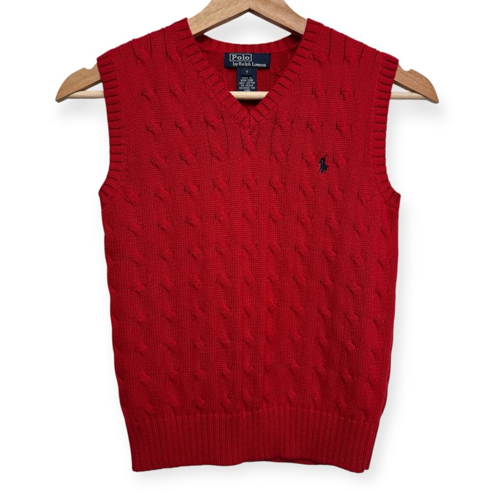 Polo‎ Ralph Laure 100% Cotton Cable Knit Sweater Vest